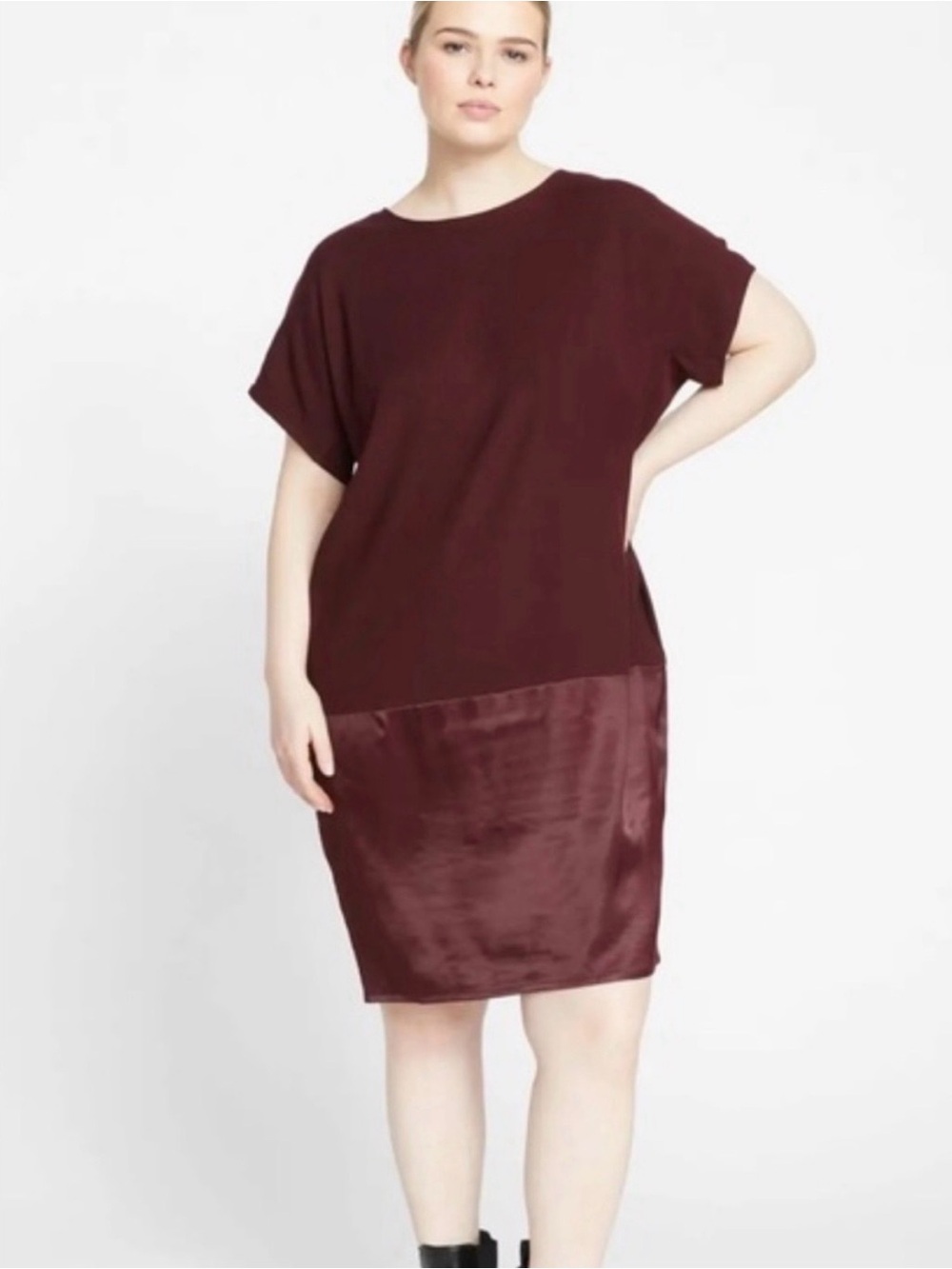 UNIVERSAL STANDARD Avenir Double Luxe Dress, Black Cherry Size Small 14-16 EUC